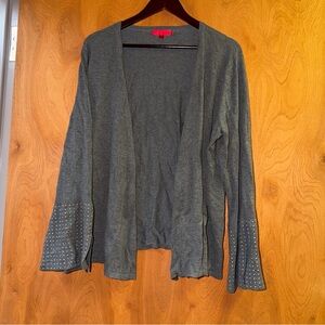Jennifer Lopez charcoal gray cardigan sweater studded accents Women’s XXL
